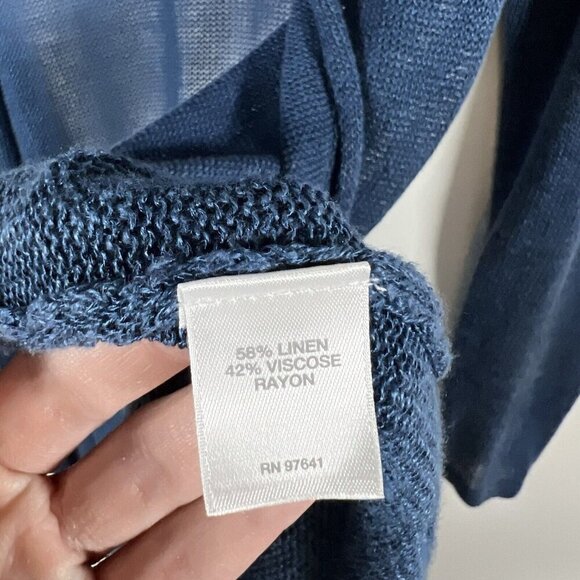 J. Jill Great‎ Seaside Blue Open Long Linen Blend Pocket Cardigan Womens Size XS - Picture 7 of 8